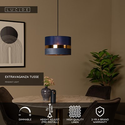 Lucide EXTRAVAGANZA TUSSE - Pendant light - Ø 30 cm - 1xE27 - Blue